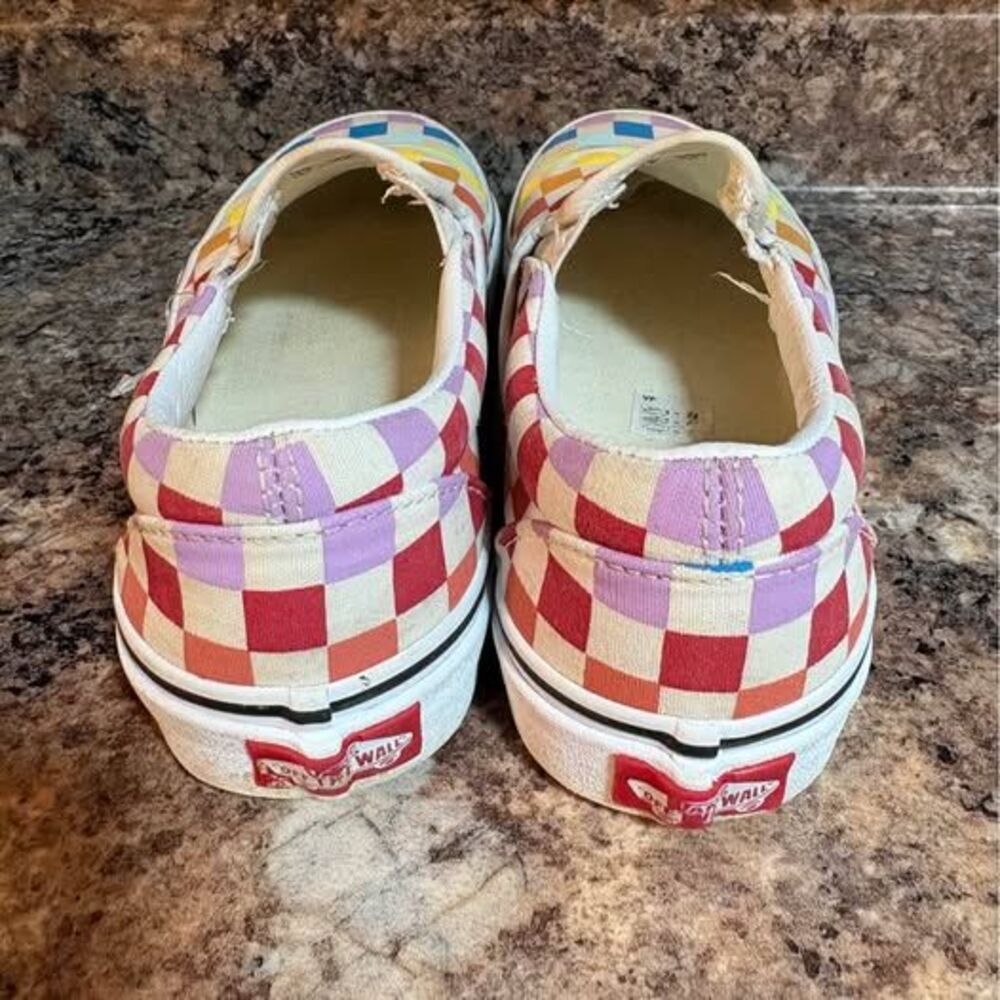 Vans rainbow checkered slip on shoes loafers men’s 4.5 women’s 6 - Picture 4 of 7